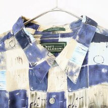 CROFT&ARROW 半袖 レーヨンシャツ 総柄 ブルー×ベージュ ( メンズ XL ) N921 1円スタート_画像3