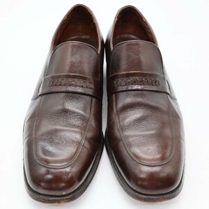 80年代 FLORSHEIM 本革 レザー 革靴 ローファー レザーソール フォーマル 通勤 ブラウン ( メンズ 9 3E ≒ 27cm ) KA0092 1円スタート