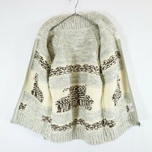 90s CANADIAN SWEATER トナカイ カウチンセーター ニット 表編み ショールカラー 防寒 アイボリー ( メンズ M相当 ) N1721 1円スタート_画像5