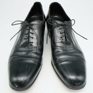80年代 FLORSHEIM Designer Collection 内羽根式 革靴 レザーシューズ ブラック ( メンズ 8 D ≒ 26cm ) KA0153 1円スタート