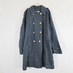 イングランド製 Aquascutum アクアスキュータム ドット柄 コート ダブルブレスト ネイビー ( レディース Lサイズ相当 ) N4500 1円スタート