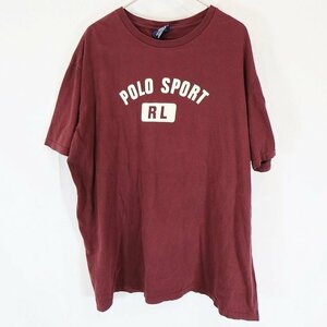 POLO SPORT ポロスポーツ 半袖 プリントＴシャツ オールド OLD ラルフローレン ロゴ バーガンディ ( メンズ XL ) N0050 1円スタート