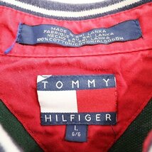 90s TOMMY HILFIGER トミーフィルフィガー 半袖 ポロシャツ アイビー ボーダー グリーン ( メンズ L ) N23 1円スタート_画像8