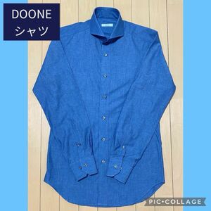 【美品】【DOONE】デニム色シャツ（インディゴ染め）　新郎お色直しシャツ