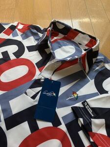 *[ new goods ][M] postage 185 jpy!Arnold Palmer GOLF( Arnold Palmer Golf )/ Thai po graph . pattern . polo-shirt with short sleeves /NVY*