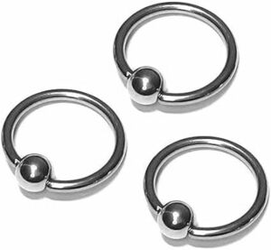 [five ships] cap tib beads ring body pierce stainless steel body piercing 3 piece set [K67P]