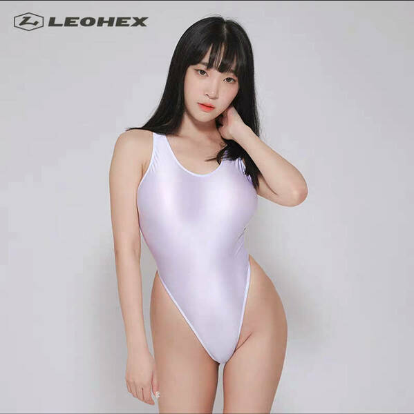 ☆送料込み☆JG-H Lサイズ ホワイト LEOHEX 超光沢 超つるつる スーパーハイレグ レオタード フィットネス服 レースクイーン