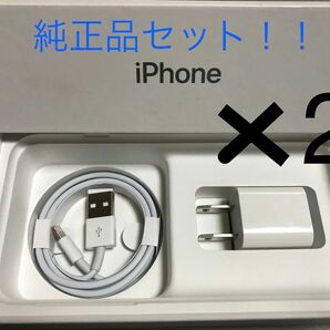 iPhone充電器 ライトニングケーブル 1本 1m 純正品アダプタ2セット