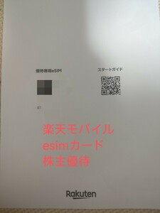 楽天モバイル eSIM 株主優待 音声＋データ30GB/月 プラン 1年間無料