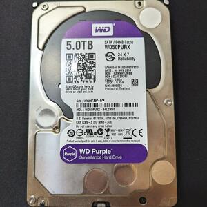 【動作確認済】HDD 5TB WD Purple WD50PURX 中古 Western Digital SATA600 CMR 3.5インチ【送料込】