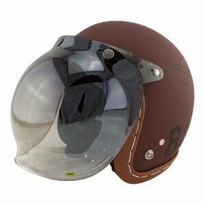 スモールジェットヘルメット シールドセット バーガンディ×ブラック フリーサイズ 開閉式バブルシールド FMG ライトスモーク VT-11