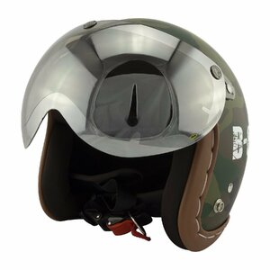 スモールジェットヘルメット シールドセット ウッドランドカモフラージュ フリーサイズ 開閉式シールド FM クリア VT-11