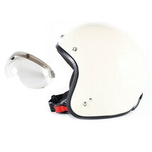 72JAM ジェットヘルメット&シールドセット JP MONO HELMET - オフアイボリー フリーサイズ:57-60cm未満 +開閉式シールド APS-03 JPIM-6_画像1