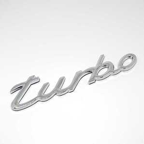 TURBO ターボ 3D 筆記体 アルミ エンブレム ステッカー シルバー C58 送料無料
