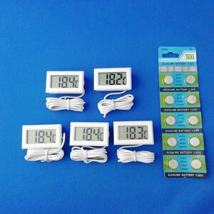  free shipping 5 piece set LCD digital thermometer aquarium refrigerator aquarium white white with battery 