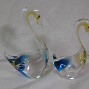 マルティグラス 工芸ガラス 白鳥 つがい ダックスフント クジラ アンティーク 置物 美品 色々4点まとめての画像9