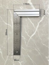 【20cm】■マイティスコヤ　200mm×114mm【直角定規】表裏同目盛り　台付きスコヤ　ステンレス鋼　アルミ合金　木工定規　指金_画像2