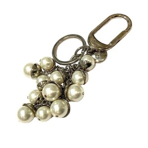 Dior Dior кольцо для ключей брелок для ключа сумка очарование серебряный white pearl [ б/у ]KB-8474