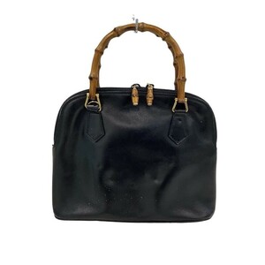  Gucci GUCCI bamboo handbag 000*1046*0290 black shoulder less inside side betta attaching peeling junk [ used ]KB-8379