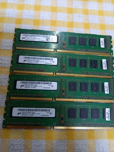 4GB×4枚 Micron 1R×8 PC3-12800U 合計16GB 送料無料1