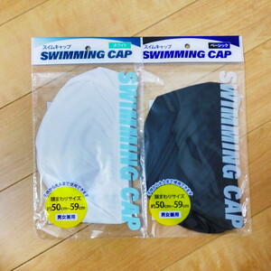２枚 水泳帽 白 黒 スイムキャップ プール 大人 子供 スイミングキャップ 水泳 水着