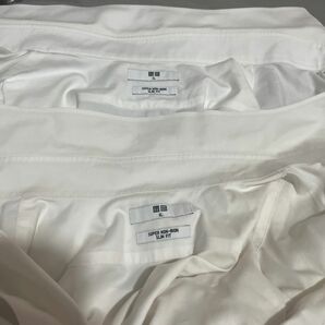 ユニクロ　ワイシャツ　XL 長袖シャツ　白シャツ　白ワイシャツ　ボタンダウン　スクールシャツ