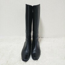リーガル REGAL 美品 ロングブーツ 靴 ジッパー付き サイドジップ スクエアトゥ シンプル 黒色 ブラック 23 レディース_画像2