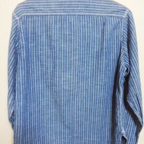 ○良品 サニースポーツ ストライプ ガチャポケ 長袖ワークシャツ サイズ３６〇の画像4