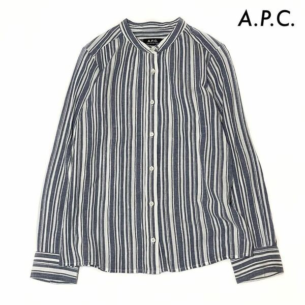 【送料無料】A.P.C. アーペーセー★ストライプ柄 長袖シャツ ブラウス ブルー 青 レディース