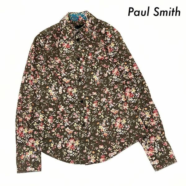 【送料無料】Paul Smith ポールスミス★花柄 長袖ブラウス シャツ ブラウン 茶色 レディース