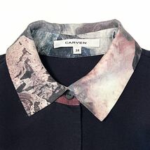 【送料無料】CARVEN カルヴェン★襟切替 長袖シャツ ブラウス ネイビー 紺_画像3