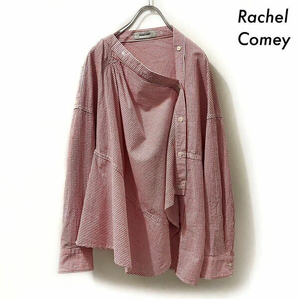 【送料無料】Rachel Comey レイチェルコーミー★ストライプ柄 長袖ブラウス シャツ 変形 レッド 赤