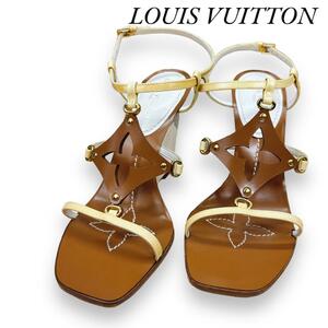 ルイヴィトン LOUIS VUITTON サンダル モノグラムフラワー ウェッジソール ブラウン ホワイト