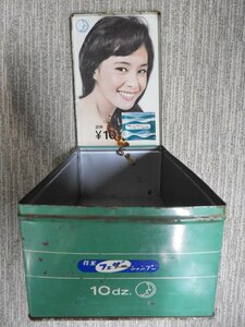 昭和レトロ　ヴィンテージ　花王　フェザー　シャンプー　由美かおる　ブリキ缶(5957)