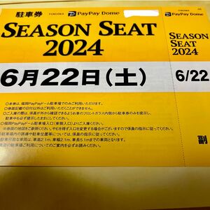 ソフトバンクホークス・6/22(土)paypayドーム駐車券