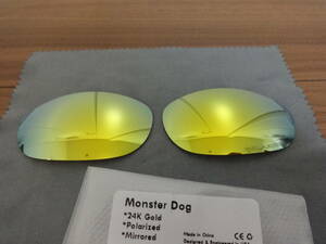 処分価格！POLARIZED刻印入り！★オークリー Monster Dog モンスタードッグ用 カスタム偏光 レンズ　24K GOLD Polarized 新品 オークリー