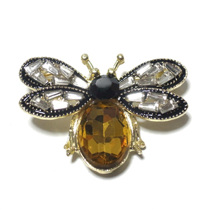 ラペルピン★ブローチ　蜂　ハチ　昆虫　ラインストーン　イエロー　pin-1464