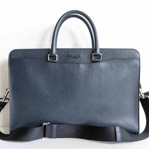 【美品】COACH【F72988/ベケット ストラクチャード ブリーフケース 】コーチ ネイビー ビジネスバッグ 2405001