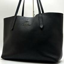 1円〜【A4収納/美品 】定価10万 COACH コーチ ビジネス トートバッグ メンズ 肩掛け ショルダー PC収納 大容量 オールレザー ブラック 黒_画像1