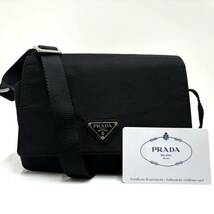 1円【希少/美品】 PRADA プラダ ミニショルダーバッグ ウォレット 斜め掛け ポコノ 三角ロゴプレート テスートナイロン ブラック 黒_画像1