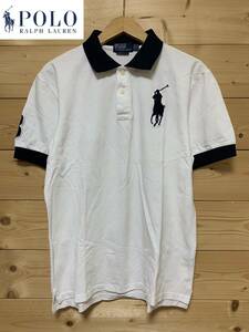 入手困難品★美中古・ POLO RALPH LAUREN（ラルフローレン）★ポロシャツ　ビッグロゴ WHITE/BLACK　サイズL