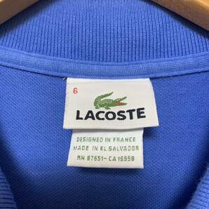 ★入手困難品★美中古・ LACOSTE（ラコステ）★ポロシャツ（鹿の子）BLUE サイズ6 JPサイズ2XL USサイズXL BLUE  の画像5