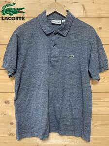 ★入手困難品★美中古・ LACOSTE（ラコステ）★ポロシャツ（鹿の子）GRAY サイズ5　JPサイズXL　USサイズL　