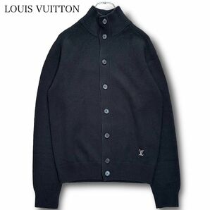 希少★ LOUIS VUITTON ルイヴィトン カシミヤ100% カーディガン ニット セーター 刺繍ロゴ ブラック 