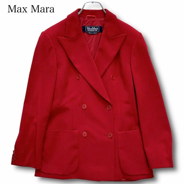 Max Mara WEEKEND LINE マックスマーラ ダブル ジャケット テーラード ストレッチ性 イタリア製 赤 レッド