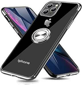 iPhone 11 Pro 用 ケース リング付き クリア 透明 TPU 耐衝撃 車載ホルダー対応 スタンド機能 防塵 薄型 軽量