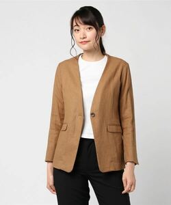 「B:MING by BEAMS」 ノーカラージャケット MEDIUM キャメル レディース