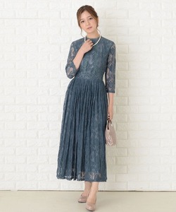 「Lace Ladies」 7分袖ワンピース M グリーン レディース