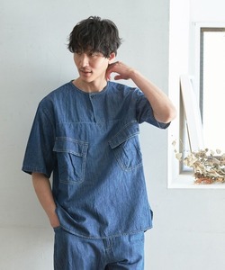 「GLOBAL WORK」 半袖シャツ LARGE ブルー メンズ