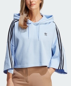 「adidas」 プルオーバーパーカー MEDIUM ブルー レディース